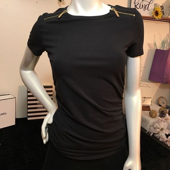 Michael Kors Side rouched Zipper Tee - Picture 1 of 4